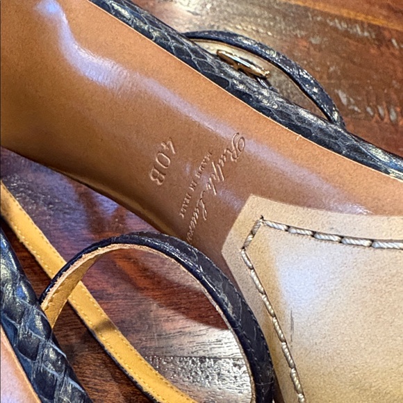 Ralph Lauren Collection Ardelisa Ayers Snakeskin Sandals Heels Dark Navy size 40 - Picture 9 of 13